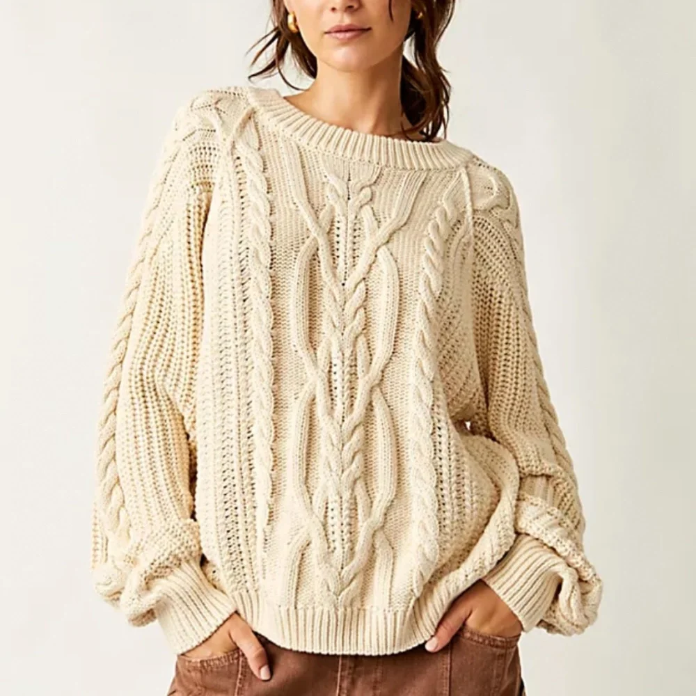 Free People Frankie Cable Sweater Ivory